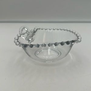Imperial Glass Candlewick Clear Heart Bowl Bubble Edge Handle